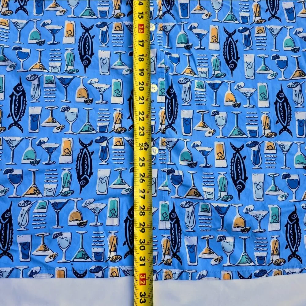 KingSize The No-Tuck Casual Short Sleeve Shirt 7X Big Fun Fish & Drinks
